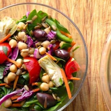 Spinach, chickpea, and artichoke salad