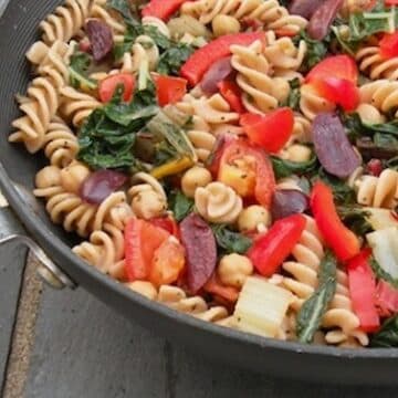 pasta with greens, chickpeas, and olives from Wild About Greens