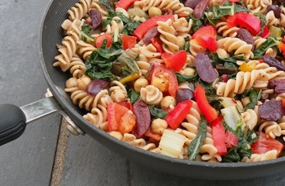 Pasta with Greens, Chickpeas, and Olives