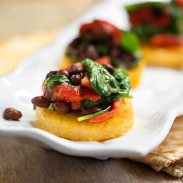 Polenta with black beans & Spinach