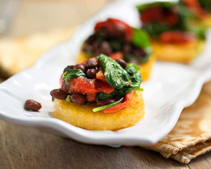 Polenta with black beans & Spinach