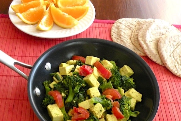 Broccoli and spinach veggie scrambled tofu recipe
