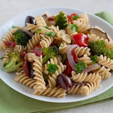 Pasta with Roasted Vegetables and Olives
