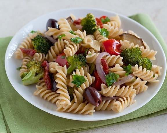Pasta with Roasted Vegetables and Olives