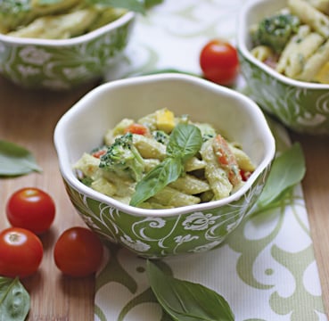 Penne Primavera with Avocado Cashew Cream