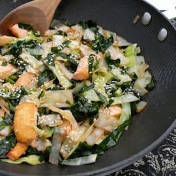 Stir-fried-greens with tofu and napa cabbage