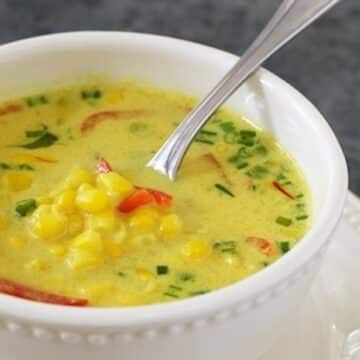 Nearly-Instant Thai Coconut-Corn Soup from Vegan Express