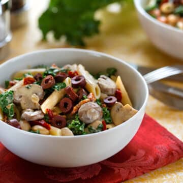 Pasta with Greens and Beans in Creamy Cashew Sauce
