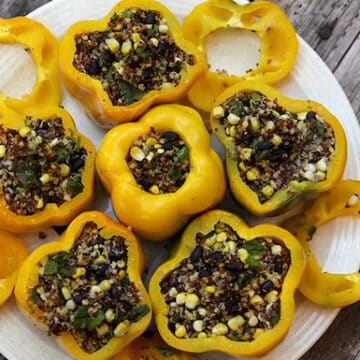 Quinoa, corn, and black bean stuffed peppers