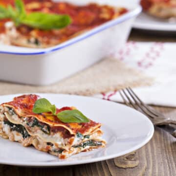 Vegan lasagna with tofu and spinach