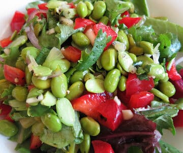 Edamame Red Pepper Salad from Vasanthi Raghavan MixedandTossed blog