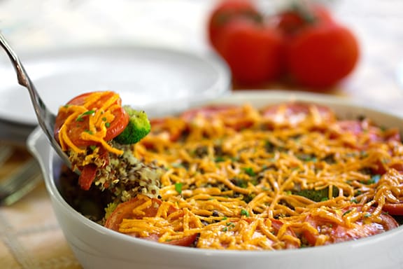 Quinoa, Broccoli, and Vegan Cheese casserole