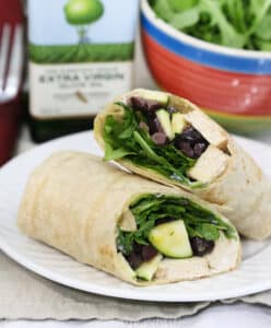 Tofu, arugula, and olive wrap