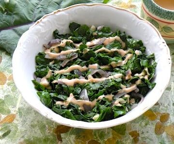 kale with tahini sauce