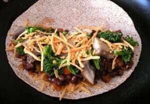 Vegan quesadillas with black bean, broccoli, and portobella how-to