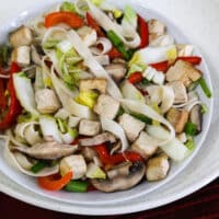 Asian Noodles with Napa Cabbage, Tofu, and Mushrooms