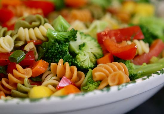 Tricolor pasta vegetable salad