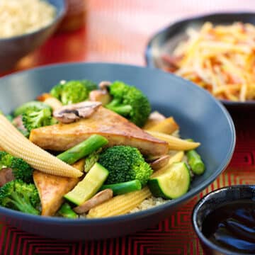 Tofu with green veggies