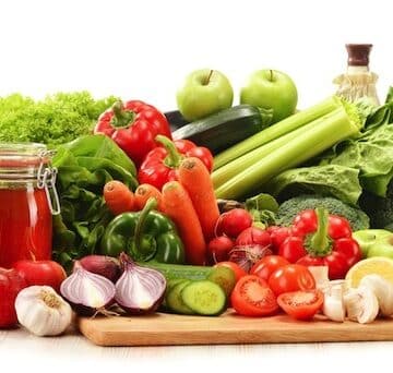 Vegetables, fruits, and other healthy foods