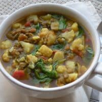 Curried Lentil, Potato, and Cauliflower Soup