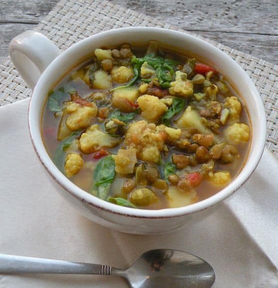Curried Lentil, Potato, and Cauliflower Soup