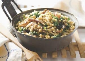 Brown Rice Pilaf with White Beans, Shiitakes, and Spinach