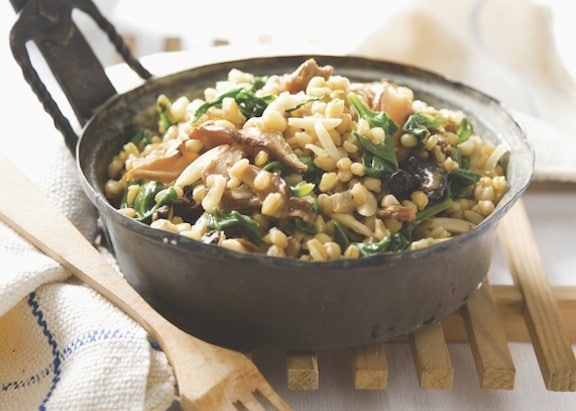 brown rice pilaf being served