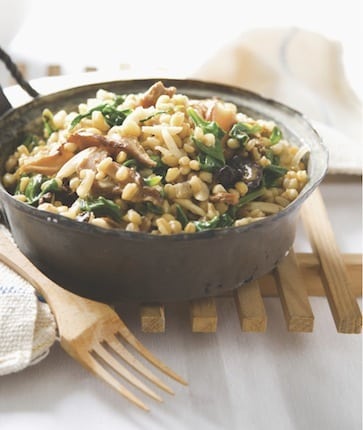 brown rice pilaf in a serving bowl