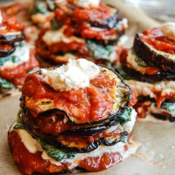 Baked eggplant stacks with tofu ricotta