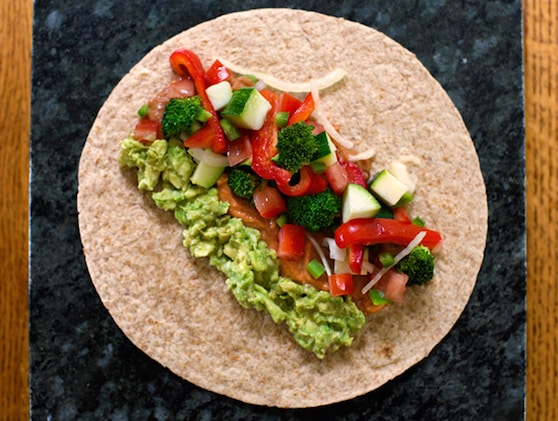 bountiful veggie burritos - how to assemble