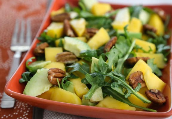 Mango, avocado, and arugula salad