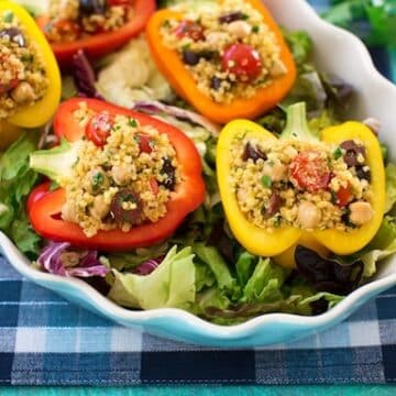 Quinoa and chickpea-stuffed bell peppers