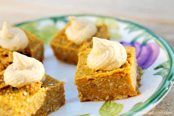 vegan pumpkin bars with frosting