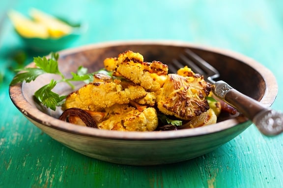 Golden Roasted Cauliflower with Red Onion