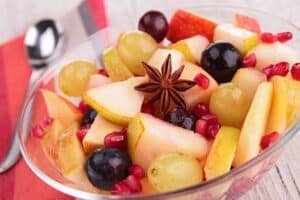 autumn fruit salad with pomegranate seeds