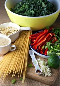 Ingredients for green pasta