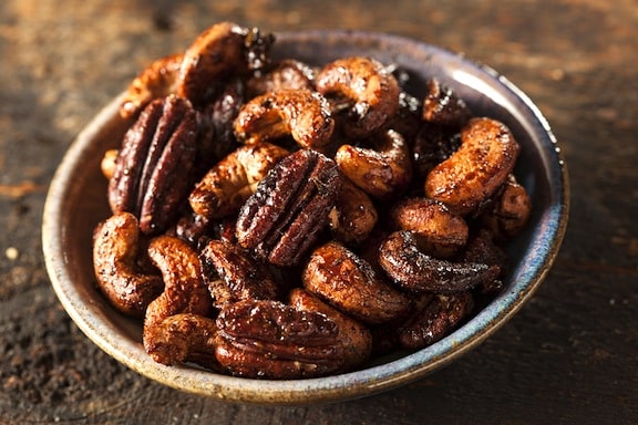 Sweet and Spicy Glazed Nuts