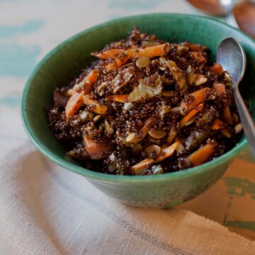 Red Quinoa and Porcini Mushroom Pilaf from Leslie Cerier