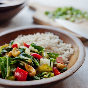 Bok Choy Stir Fry with Cashews from Leslie Cerier