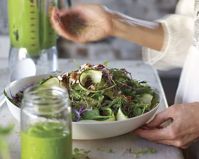 green queen salad and dressing from Tess Masters' Blender Girl