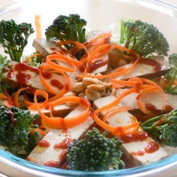 Baked tofu sriracha salad from Stellar Vegan Salads by Sharon Discorfano