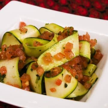 Zucchini Fettuccine with Fresh Tomato Salsa from Laura Theodore