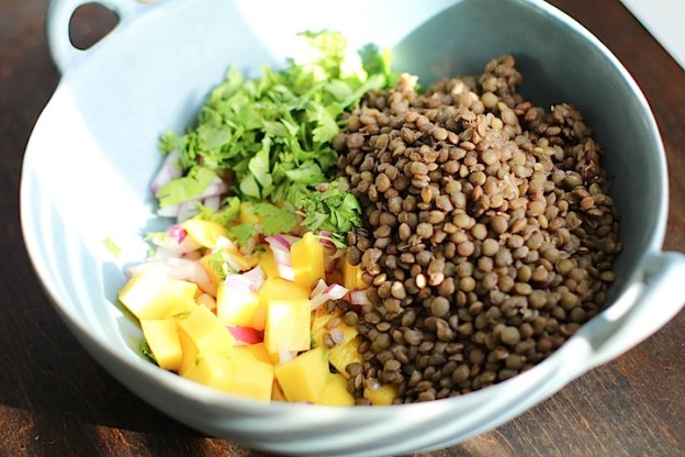 Mango Lentil Salad with Cilantro-Lime Dressing