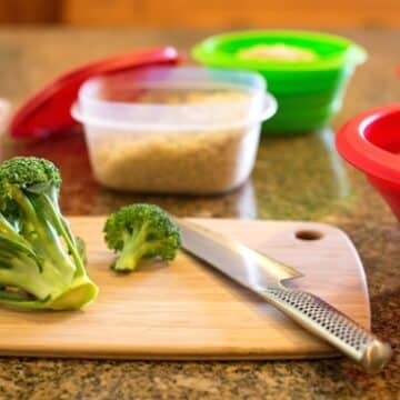 Countertop food prep - quinoa and broccoli