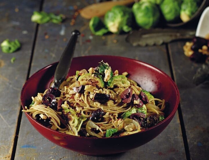 Olive Angel Hair With Seared Brussels Sprouts by Isa Moskowitz