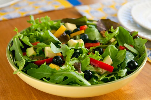 Mixed Greens Salad with Avocado and Blueberries