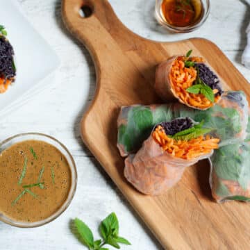 Forbidden Rice Spring Rolls from Leslie Cerier