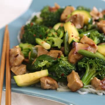 Triple Jade Stir-Fry (with broccoli, green beans, and zucchini)
