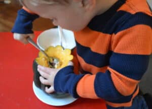 Eating acorn squash