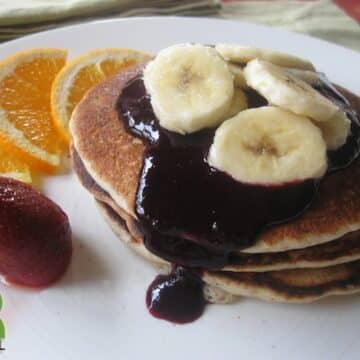 Buttermilk Pancakes with Blueberry Syrup from Caryn Hartglass